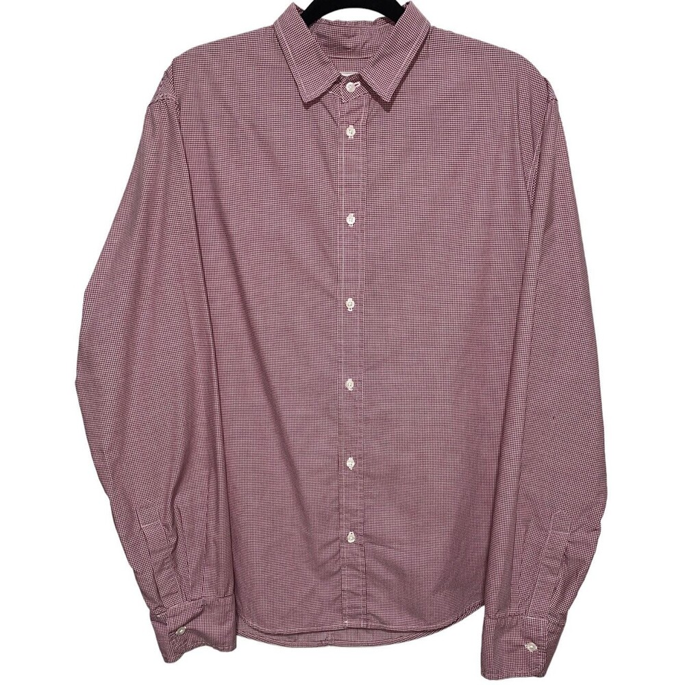 Frank & Eileen Paul  Shirt Mens Size Medium Red White Check Button Up Business